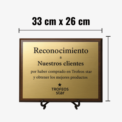 Plaqueta Aluminio - Oro personalizada 33cm x 26cm (Total)