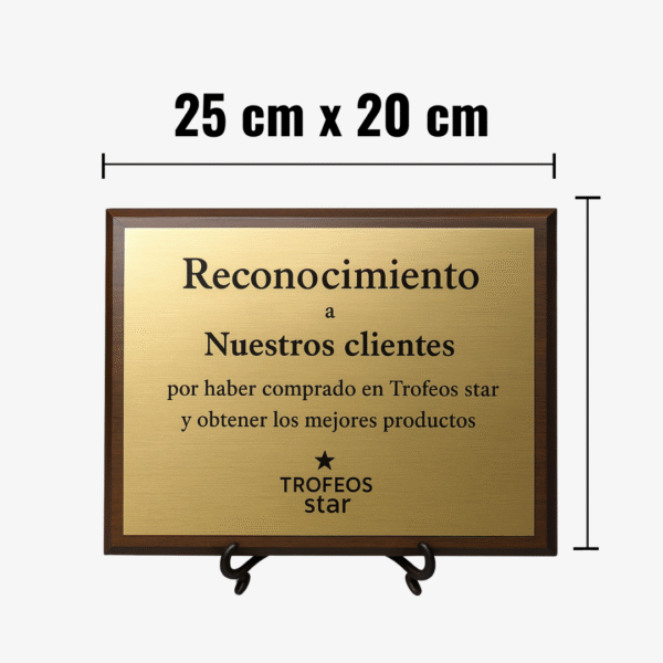 181 Plaqueta Aluminio - Oro personalizada 25cm x 20cm (Total)