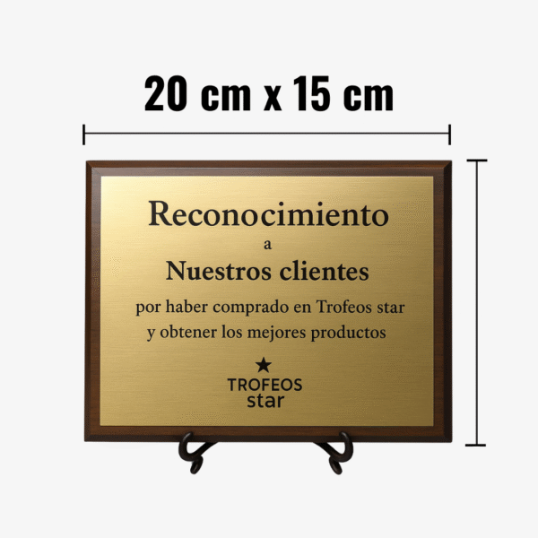 Plaqueta Aluminio - Oro personalizada 20cm x 15cm (Total)