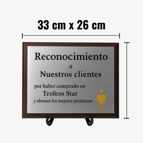 Plaqueta Aluminio - Plata personalizada 33cm x 26cm (Total)