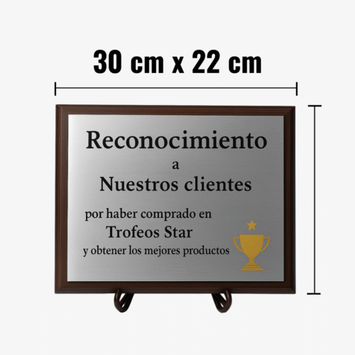 Plaqueta Aluminio - Plata personalizada 30cm x 22cm (Total)