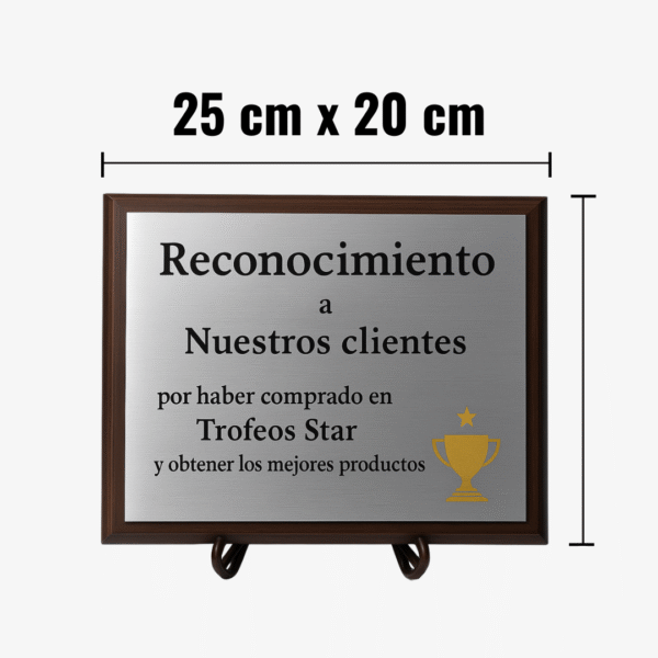 188 Plaqueta Aluminio - Plata personalizada 25cm x 20cm (Total)