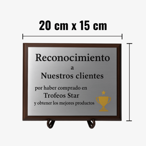 Plaqueta Aluminio - Plata personalizada 20cm x 15 cm (Total)
