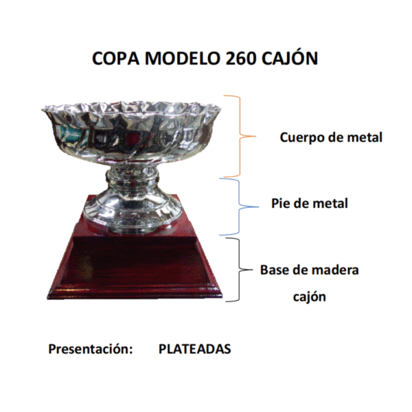 Trofeo Metálico 260/1 CAJÓN 38cm