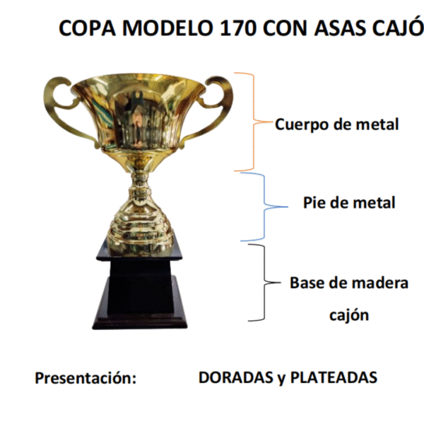 Trofeo Metálico Serie 170 Cajón con Asas - 40cm