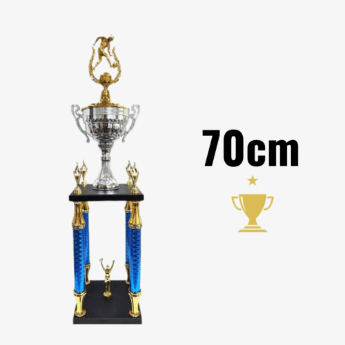 Trofeo 4 Columnas 2 Pisos Base Madera - 70cm