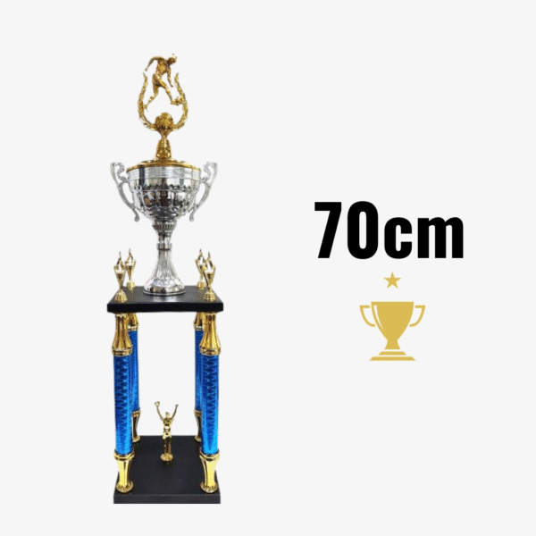 Trofeo 4 Columnas 2 Pisos Base Madera - 70cm