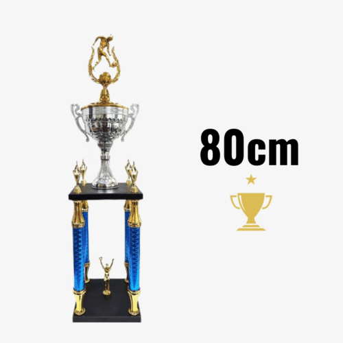 Trofeo 4 Columnas 2 Pisos Base Madera - 80cm