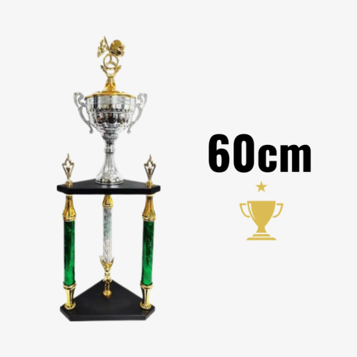 Trofeo 3 Columnas 2 Pisos Base Madera - 60cm