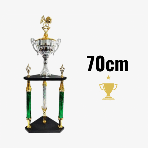 Trofeo 3 Columnas 2 Pisos Base Madera - 70cm
