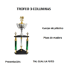 Trofeo 3 Columnas 2 Pisos Base Madera - 70cm