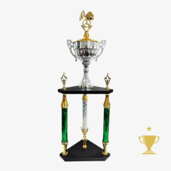 3 Trofeo 3 Columnas Base Madera